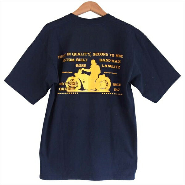 LANGLITZ LEATHERS ラングリッツレザーズ ロゴプリント メンズ Tシャツ ネイビー系 ネイビー系 M【中古】