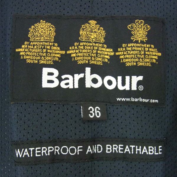 Barbour バブアー 18SS MWB0625NY71 barbour waterproof and breathable ナイロン レイン コート ネイビー系 36【美品】【中古】