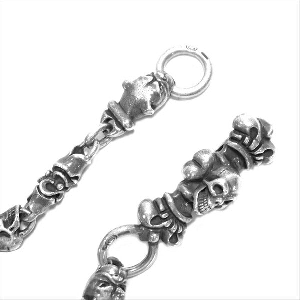 GABOR ガボール ギャランティ付属 スカルオン4ハートクラウンキーパー 2ブルドッグ スラントヘッド 絶壁 7スカル 7マカロニ ウォレットチェーン シルバー【中古】