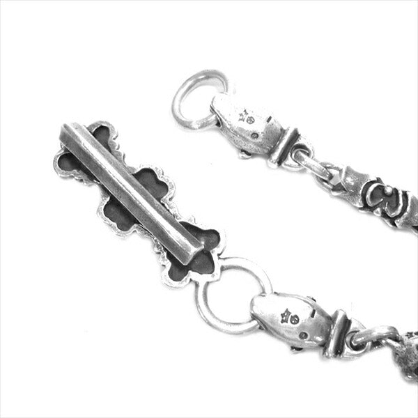 GABOR ガボール ギャランティ付属 スカルオン4ハートクラウンキーパー 2ブルドッグ スラントヘッド 絶壁 7スカル 7マカロニ ウォレットチェーン シルバー【中古】