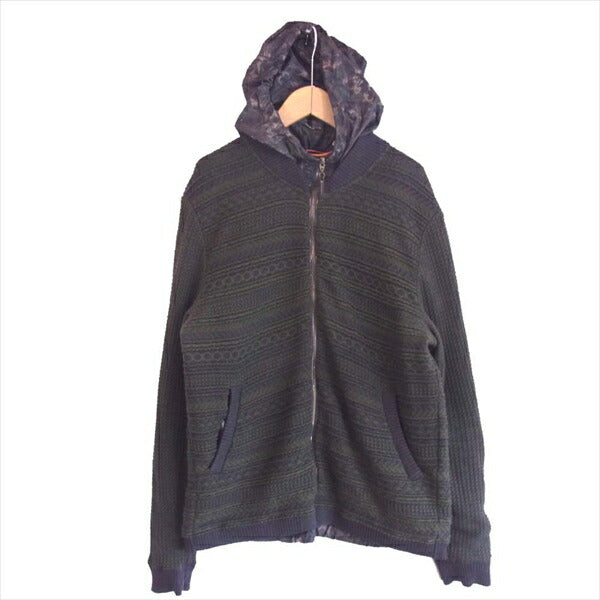 Missoni ミッソーニ カモ柄 リバーシブル ナイロン ニット ブルゾン カーキ(オリーブグリーン)系 48【中古】