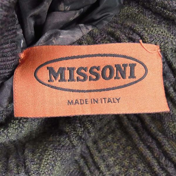 Missoni ミッソーニ カモ柄 リバーシブル ナイロン ニット ブルゾン カーキ(オリーブグリーン)系 48【中古】