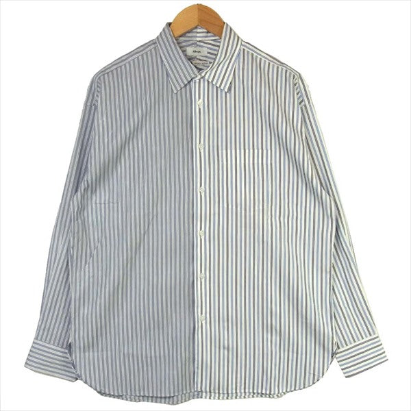 ALLEGE アレッジ EXCLUSIVE SHIRT エクスクルーシブ ストライプ 日本製 コットン 長袖シャツ 水色系 水色系 2【中古】