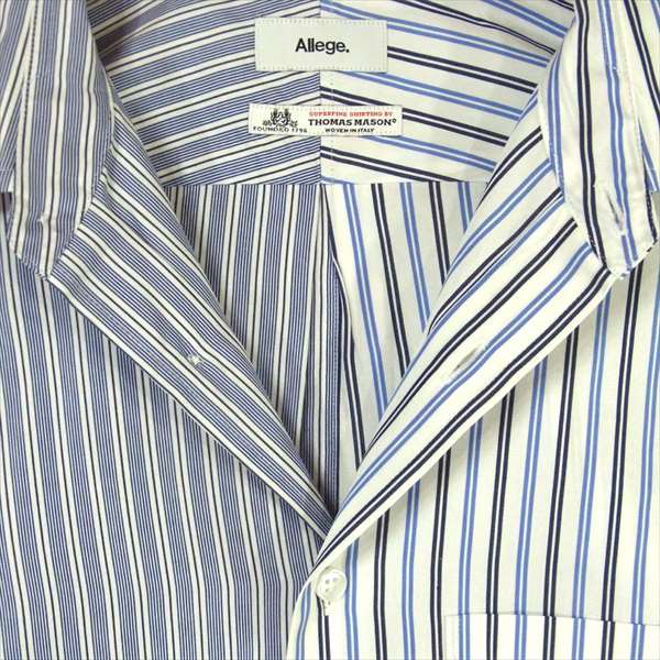 ALLEGE アレッジ EXCLUSIVE SHIRT エクスクルーシブ ストライプ 日本製 コットン 長袖シャツ 水色系 水色系 2【中古】