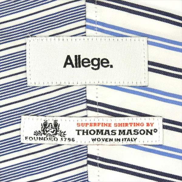 ALLEGE アレッジ EXCLUSIVE SHIRT エクスクルーシブ ストライプ 日本製 コットン 長袖シャツ 水色系 水色系 2【中古】