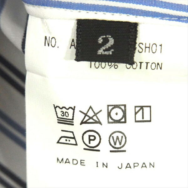 ALLEGE アレッジ EXCLUSIVE SHIRT エクスクルーシブ ストライプ 日本製 コットン 長袖シャツ 水色系 水色系 2【中古】