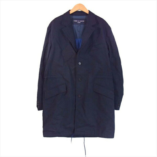 COMME des GARCONS HOMME コムデギャルソンオム 20SS HE-C001 ウールドビーモッズディテールコート リバーシブル コート ネイビー系 M【極上美品】【中古】