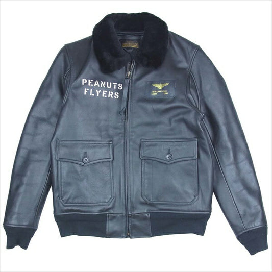 Buzz Rickson's バズリクソンズ BR80454 MIL-J-7823 Type G-1 SNOOPY HAND PAINTED レザー ジャケット 黒系 36【美品】【中古】