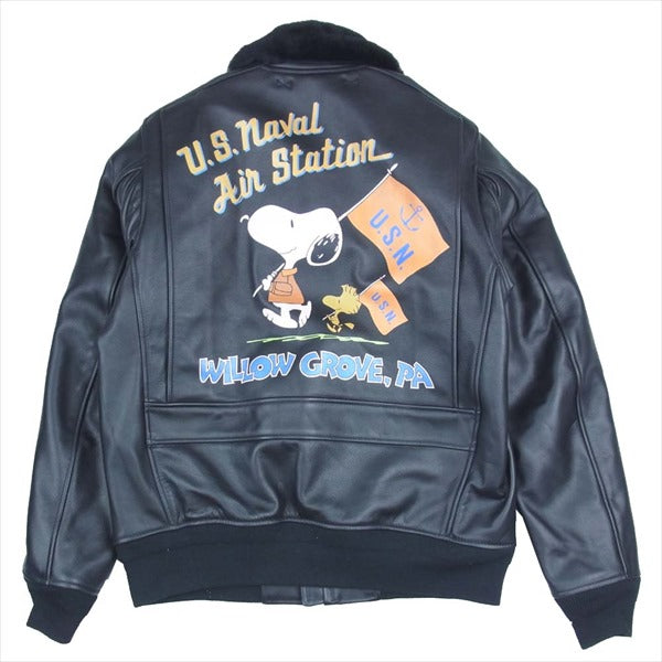 Buzz Rickson's バズリクソンズ BR80454 MIL-J-7823 Type G-1 SNOOPY HAND PAINTED レザー ジャケット 黒系 36【美品】【中古】