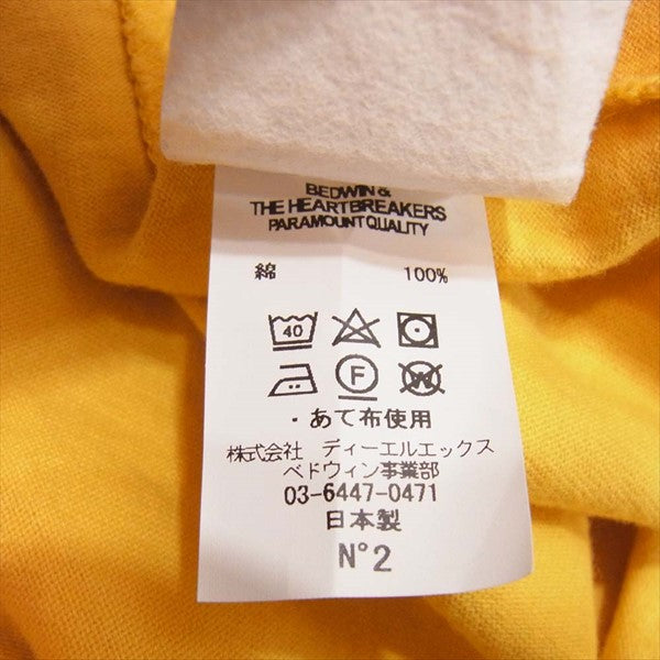 ベドウィン クルーネック コットン メンズ 袖切替 半袖 Tシャツ イエロー系 イエロー系 2【中古】