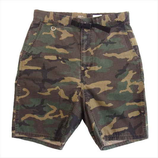 ベドウィン CAMO カモ柄 迷彩 コットン ハーフ パンツ ショーツ ハーフ カーキ(オリーブグリーン)系 カーキ(オリーブグリーン)系 2【中古】