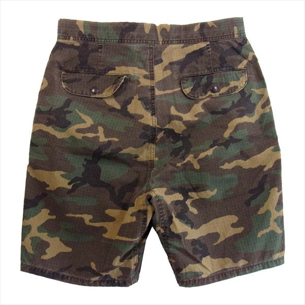 ベドウィン CAMO カモ柄 迷彩 コットン ハーフ パンツ ショーツ ハーフ カーキ(オリーブグリーン)系 カーキ(オリーブグリーン)系 2【中古】