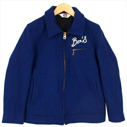 BEN DAVIS ベンデイビス G-4980028 ロゴ 刺繍 ジップアップ ウール メルトン ジャケット ブルー系 ブルー系 S【中古】