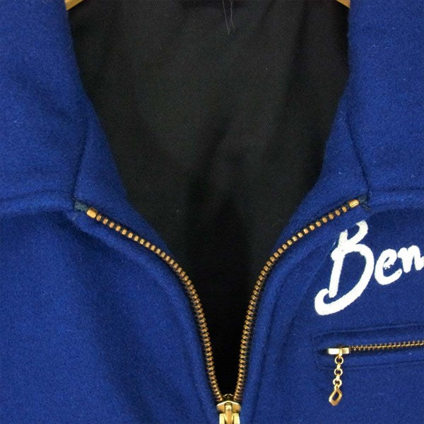 BEN DAVIS ベンデイビス G-4980028 ロゴ 刺繍 ジップアップ ウール メルトン ジャケット ブルー系 ブルー系 S【中古】