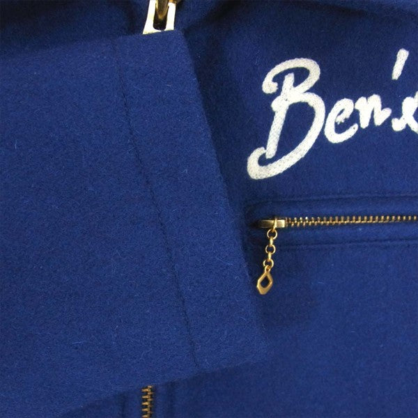 BEN DAVIS ベンデイビス G-4980028 ロゴ 刺繍 ジップアップ ウール メルトン ジャケット ブルー系 ブルー系 S【中古】