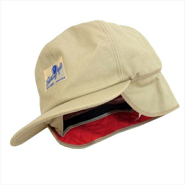 A BATHING APE アベイシングエイプ 日本製 BUSY WORKS ロゴ パッチ 裏地キルティング キャップ ベージュ系 M【美品】【中古】