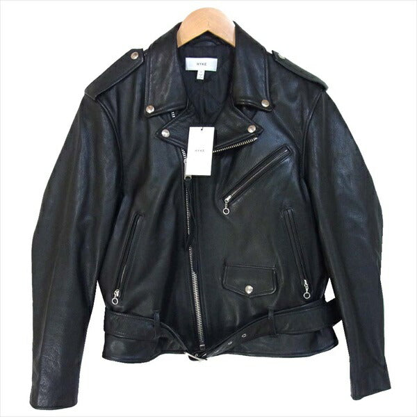 HYKE ハイク 未使用 17131-0101 RIDERS JACKET BIG FIT レザー ライダース レディース レザージャケット 黒系 1【極上美品】【中古】