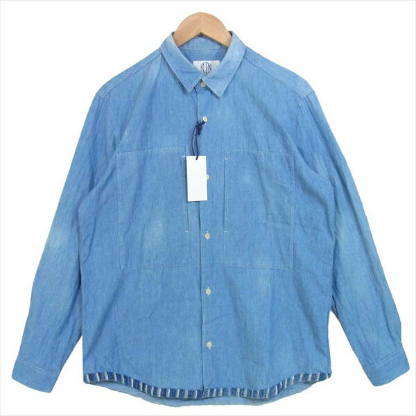 クオン 1701KBS fabric別注 EXCLUSIVE WORK SHIRT ワーク シャツ 日本製 ワークシャツ ブルー系 ブルー系 M【中古】