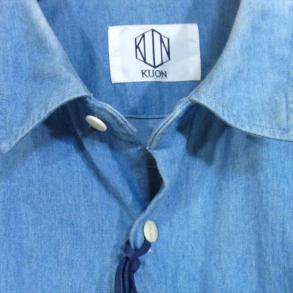 クオン 1701KBS fabric別注 EXCLUSIVE WORK SHIRT ワーク シャツ 日本製 ワークシャツ ブルー系 ブルー系 M【中古】