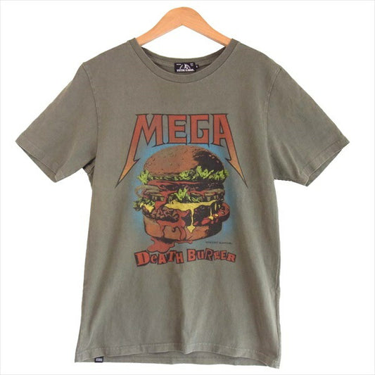 HYSTERIC GLAMOUR ヒステリックグラマー 02181CT06 18SS MEGA DEATH BURGER メガデス バーガー プリント 半袖 Tシャツ カーキ(オリーブグリーン)系 S【中古】
