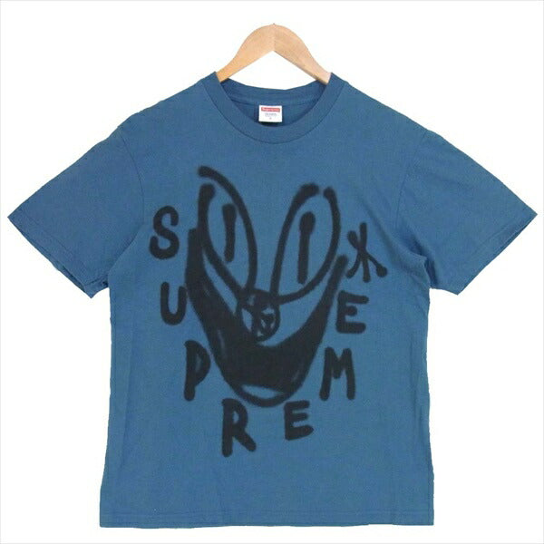 Supreme シュプリーム 18AW Smile Tee スプレー スマイル プリント 半袖Tシャツ USA製 コットン Tシャツ ブルー系  ブルー系 S【中古】