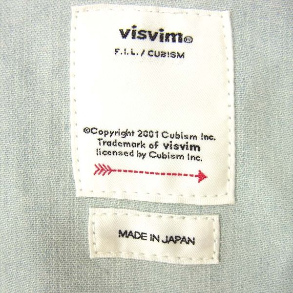 VISVIM ビズビム 119105007003 19SS BORDER TUNIC P.O.DMGD ヘンリー ネックデニム 切替 長袖シャツ インディゴブルー系 4【美品】【中古】