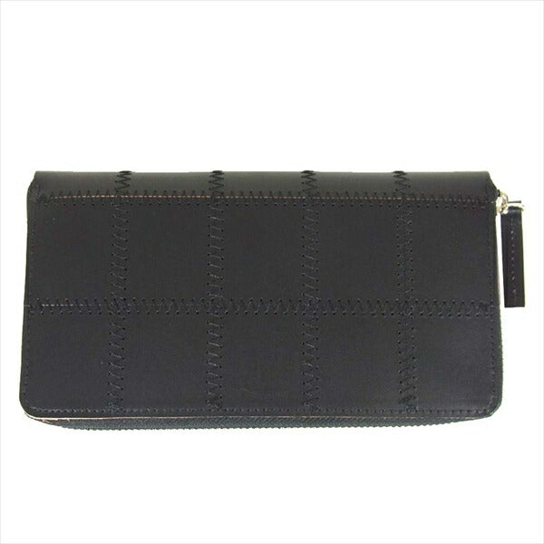 Y's ワイズ YN-A08-716-2 ステッチ ジップ ロング ウォレット 長財布 財布 ブラック系【新古品】【未使用】【中古】