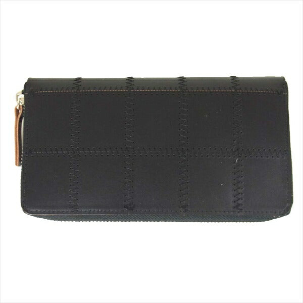 Y's ワイズ YN-A08-716-2 ステッチ ジップ ロング ウォレット 長財布 財布 ブラック系【新古品】【未使用】【中古】