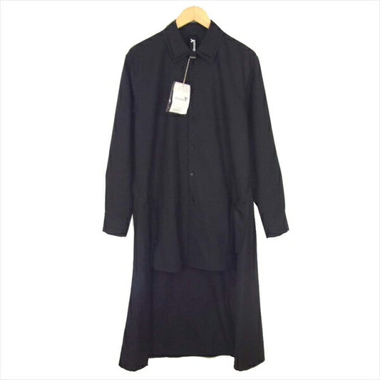 Yohji Yamamoto ヨウジヤマモト Ground Y GA-B06-100 T/W ギャバ バック ロング 長袖シャツ 黒系 3【新古品】【未使用】【中古】