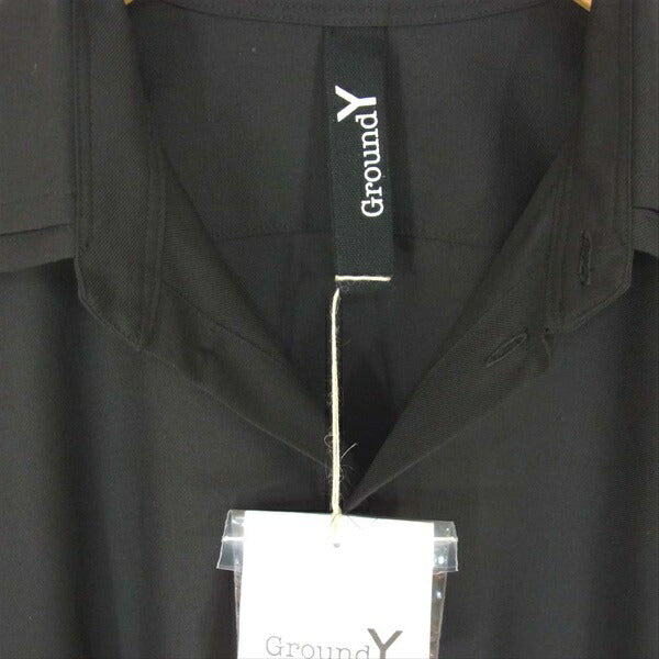 Yohji Yamamoto ヨウジヤマモト Ground Y GA-B06-100 T/W ギャバ バック ロング 長袖シャツ 黒系 3【新古品】【未使用】【中古】