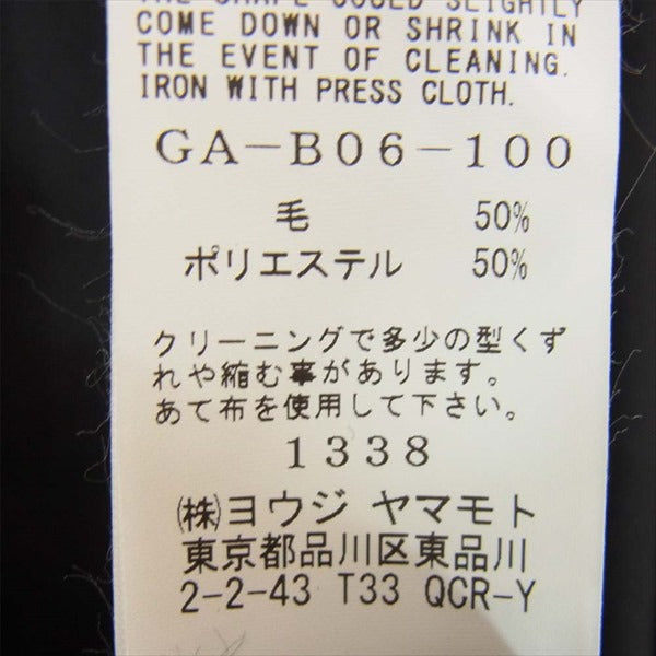 Yohji Yamamoto ヨウジヤマモト Ground Y GA-B06-100 T/W ギャバ バック ロング 長袖シャツ 黒系 3【新古品】【未使用】【中古】
