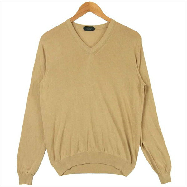 ZANONE ザノーネ Vネック コットン100% ニット ベージュ系 ベージュ系 48【中古】