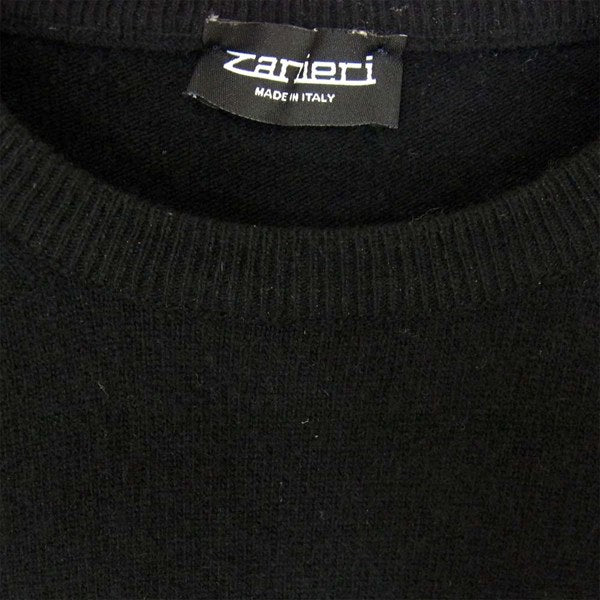 ザニエリ カシミヤ混 無地 シンプル イタリア製 ウール セーター ニット ブラック系 ブラック系 S【中古】