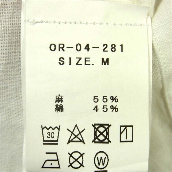 ORIAN オリアン OR-04-281 コットン リネン イタリア製 長袖シャツ ホワイト系 M【中古】