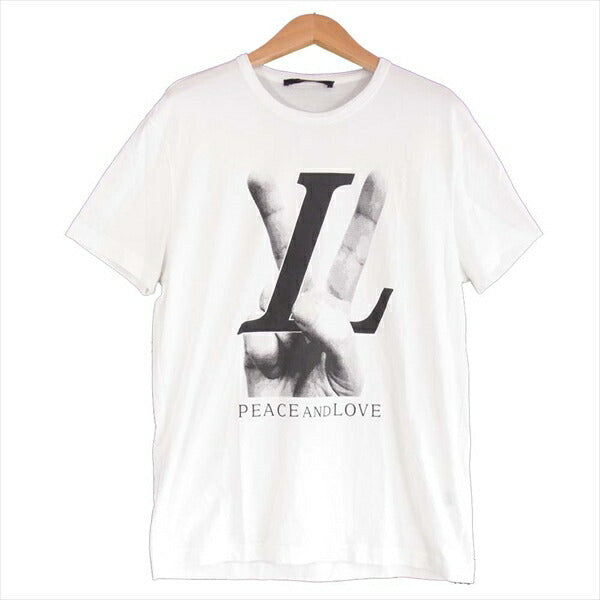 LOUIS VUITTON ルイ・ヴィトン 国内正規品 ヴァージルアブロー VIRGIL ABLOH 18AW PEACE AND LOVE LVロゴ プリント Tシャツ 白系 XS【中古】