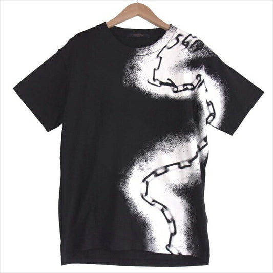 LOUIS VUITTON ルイ・ヴィトン 国内正規品 ヴァージルアブロー VIRGIL ABLOH 1A5VEB 20SS ウィズ チェーンジャ カード リブカラー 半袖 Tシャツ 黒系 S【中古】