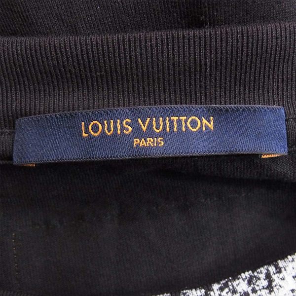LOUIS VUITTON ルイ・ヴィトン 国内正規品 ヴァージルアブロー VIRGIL ABLOH 1A5VEB 20SS ウィズ チェーンジャ カード リブカラー 半袖 Tシャツ 黒系 S【中古】