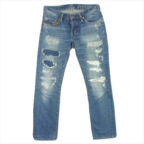HYSTERIC GLAMOUR ヒステリックグラマー 0141AP10 RSM スタッズ スリム レディース デニムパンツ インディゴブルー系 XS【中古】