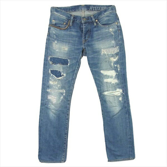 HYSTERIC GLAMOUR ヒステリックグラマー 0141AP10 RSM スタッズ スリム レディース デニムパンツ インディゴブルー系 XS【中古】