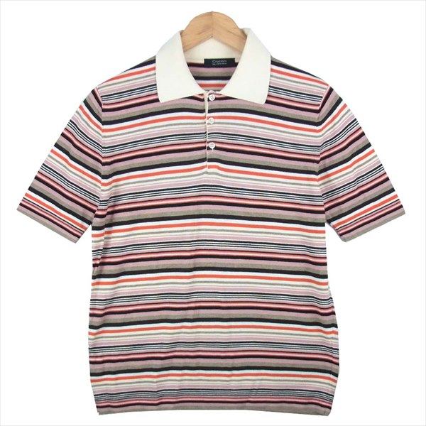 CRUCIANI クルチアーニ ボーダー 半袖 コットン ニットポロ ニット マルチカラー系 マルチカラー系【中古】