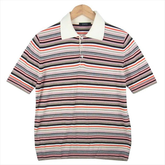 CRUCIANI クルチアーニ ボーダー 半袖 コットン ニットポロ ニット マルチカラー系 マルチカラー系【中古】