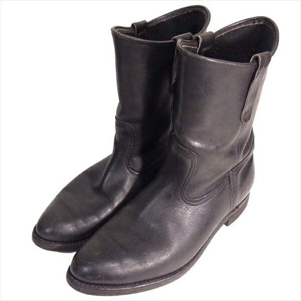 RED WING レッドウィング プリント 羽タグ レザー ペコス ブーツ 黒系 黒系 表記サイズ無し、【中古】