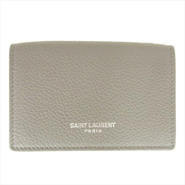 SAINT LAURENT サンローラン 459784B680N1202 タイニー コンパクト レザー ウォレット 財布 グレー系【新古品】【未使用】【中古】
