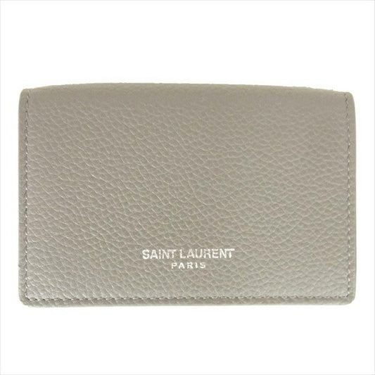 SAINT LAURENT サンローラン 459784B680N1202 タイニー コンパクト レザー ウォレット 財布 グレー系【新古品】【未使用】【中古】