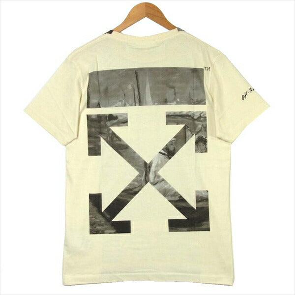 OFF-WHITE オフホワイト 20SS NEWS PAPER S/S SLIM TEE ニュースペーパー 半袖 Tシャツ ベージュ系 S【新古品】【未使用】【中古】