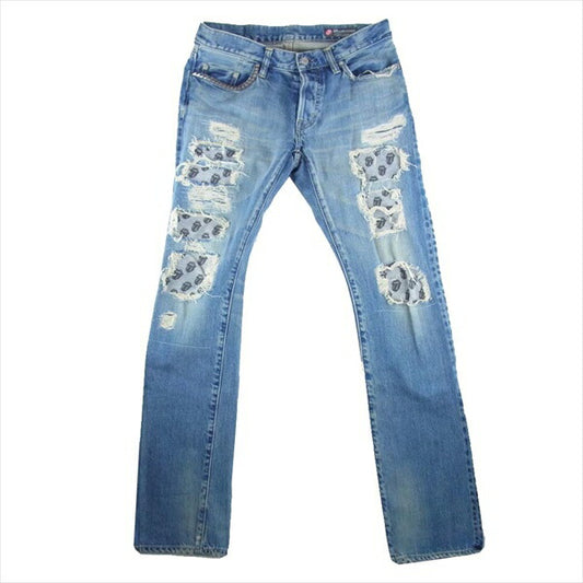 HYSTERIC GLAMOUR ヒステリックグラマー × ROLLING STONES ローリング ストーンズ 0241AP14 30TH ANNIVERSARY スタッズデニム パンツ インディゴブルー系 W31【中古】