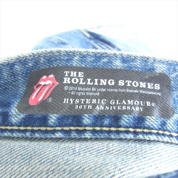 HYSTERIC GLAMOUR ヒステリックグラマー × ROLLING STONES ローリング ストーンズ 0241AP14 30TH ANNIVERSARY スタッズデニム パンツ インディゴブルー系 W31【中古】