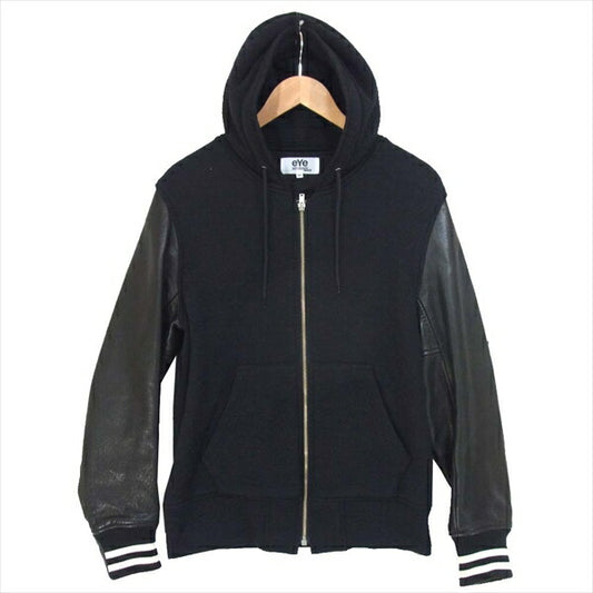 JUNYA WATANABE COMME des GARCONS MAN ジュンヤワタナベコムデギャルソンマン WH-T906 袖 レザー フード スタジャン 黒系 M【中古】