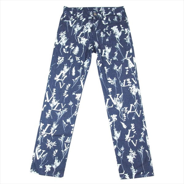 LOUIS VUITTON ルイ・ヴィトン 国内正規品 HJD15WVFV 20AW ヴァージルアブロー LVリーフ レギュラー デニム パンツ インディゴブルー系 32【美品】【中古】