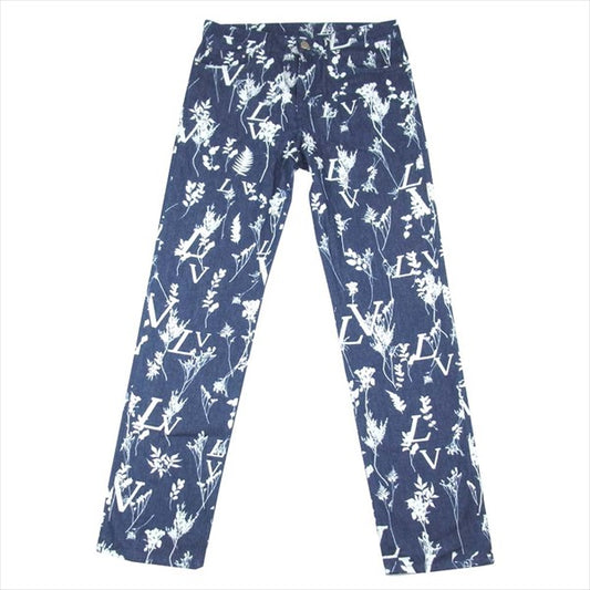 LOUIS VUITTON ルイ・ヴィトン 国内正規品 HJD15WVFV 20AW ヴァージルアブロー LVリーフ レギュラー デニム パンツ インディゴブルー系 32【美品】【中古】